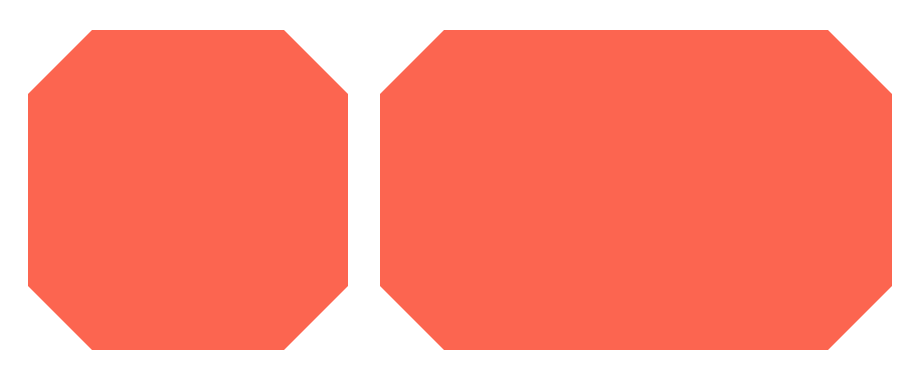 carré et rectangle oranges avec chanfrein